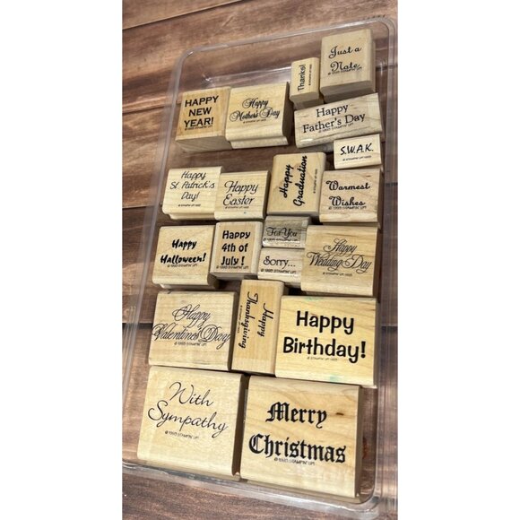 Vintage 1993 Stampin Up More Great Greetings Rubber Stamp Set of 20 Holiday - Picture 3 of 4